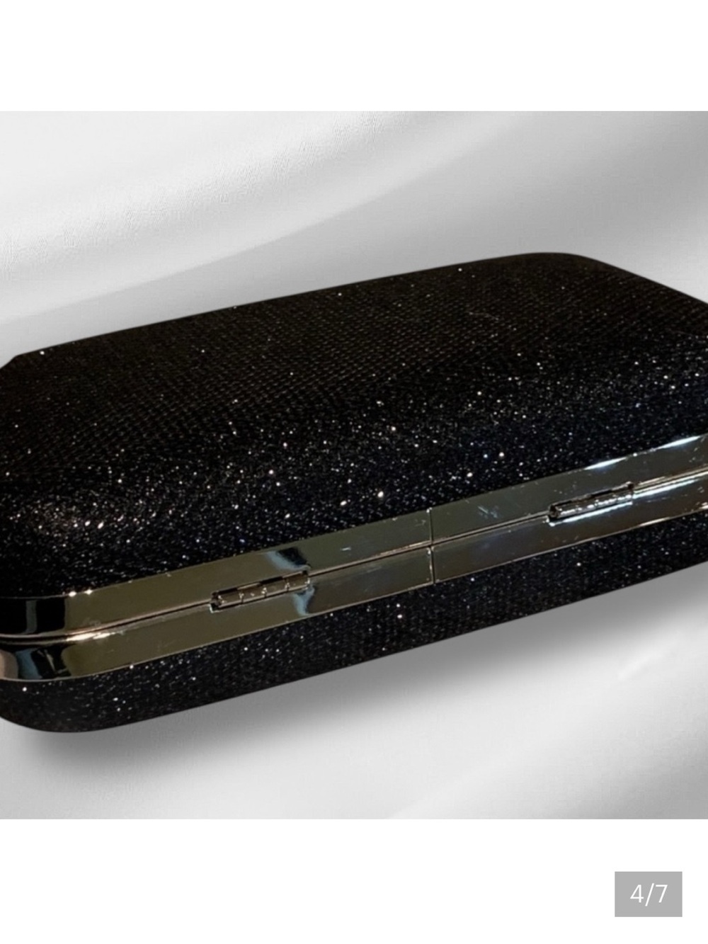 Black evening bag shimmery from clutch to shoulder bag - Picture 4 of 7
